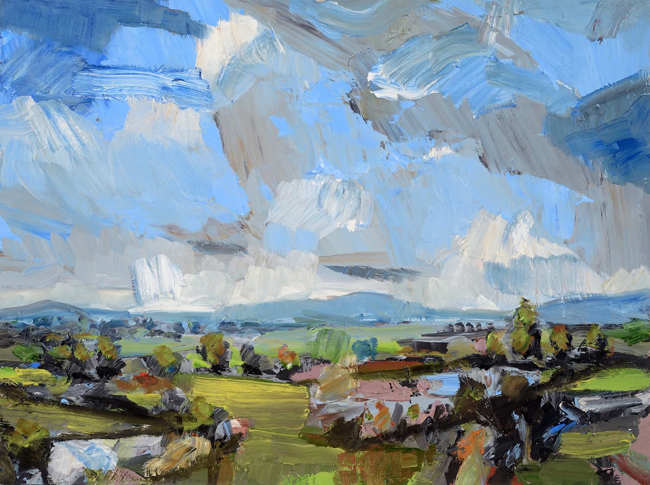 Landscape, abstracted, Ontario artist, fields