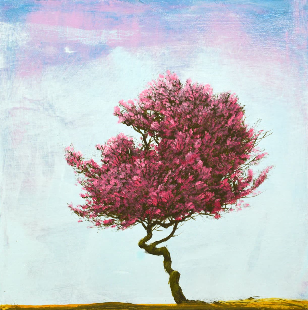 tree, portrait, abstraction, pastel, Canadian artist, buds, spring