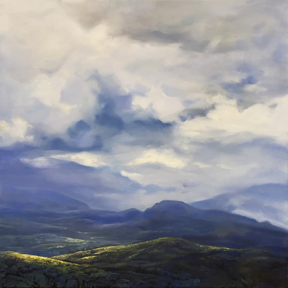 clouds, moody, field, green. oil, oils, Alberta, prairie, Ontario, orange haze, hills