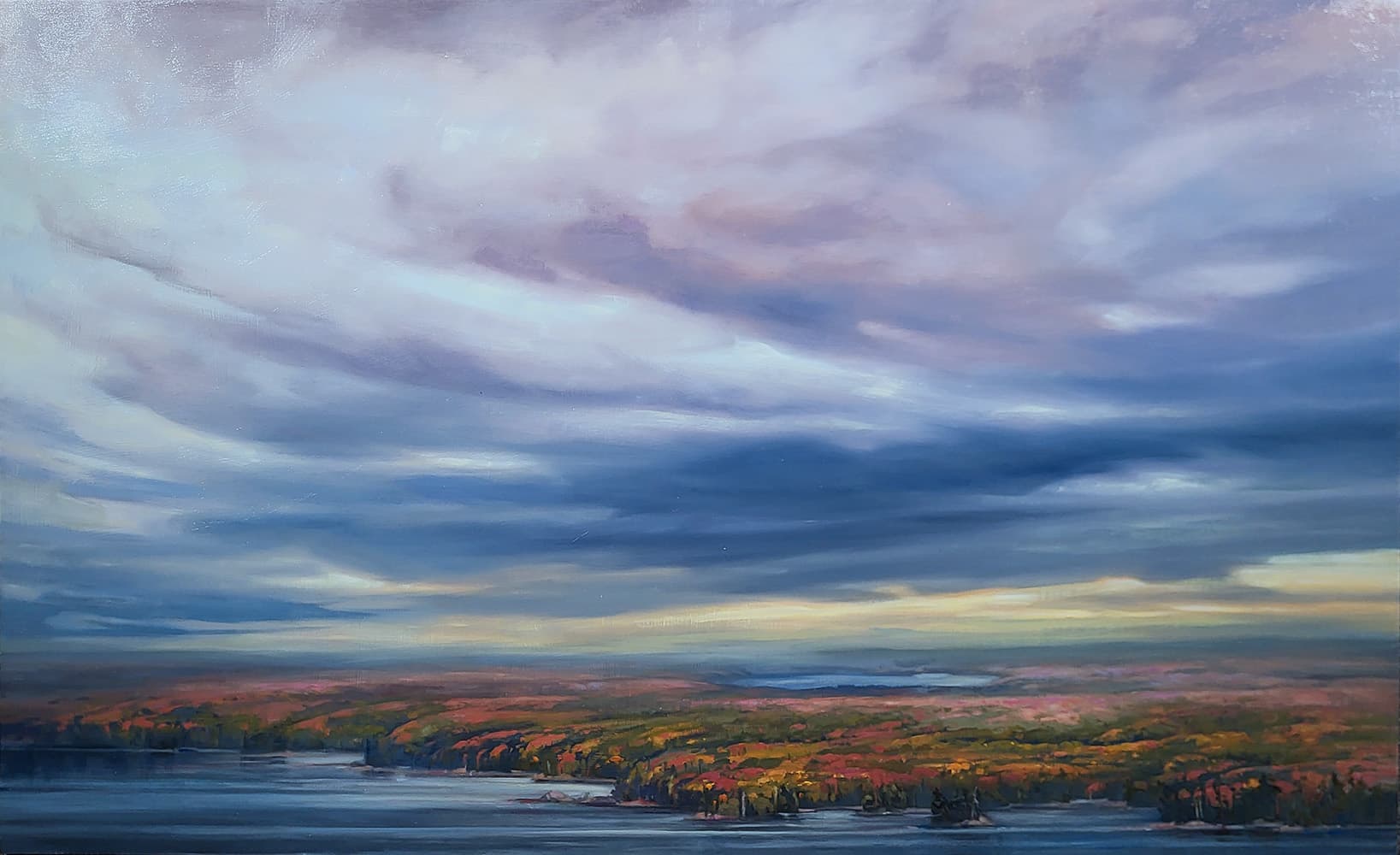 clouds, moody, field, green. oil, oils, Alberta, prairie, Ontario, storm, lake, lake country, fall