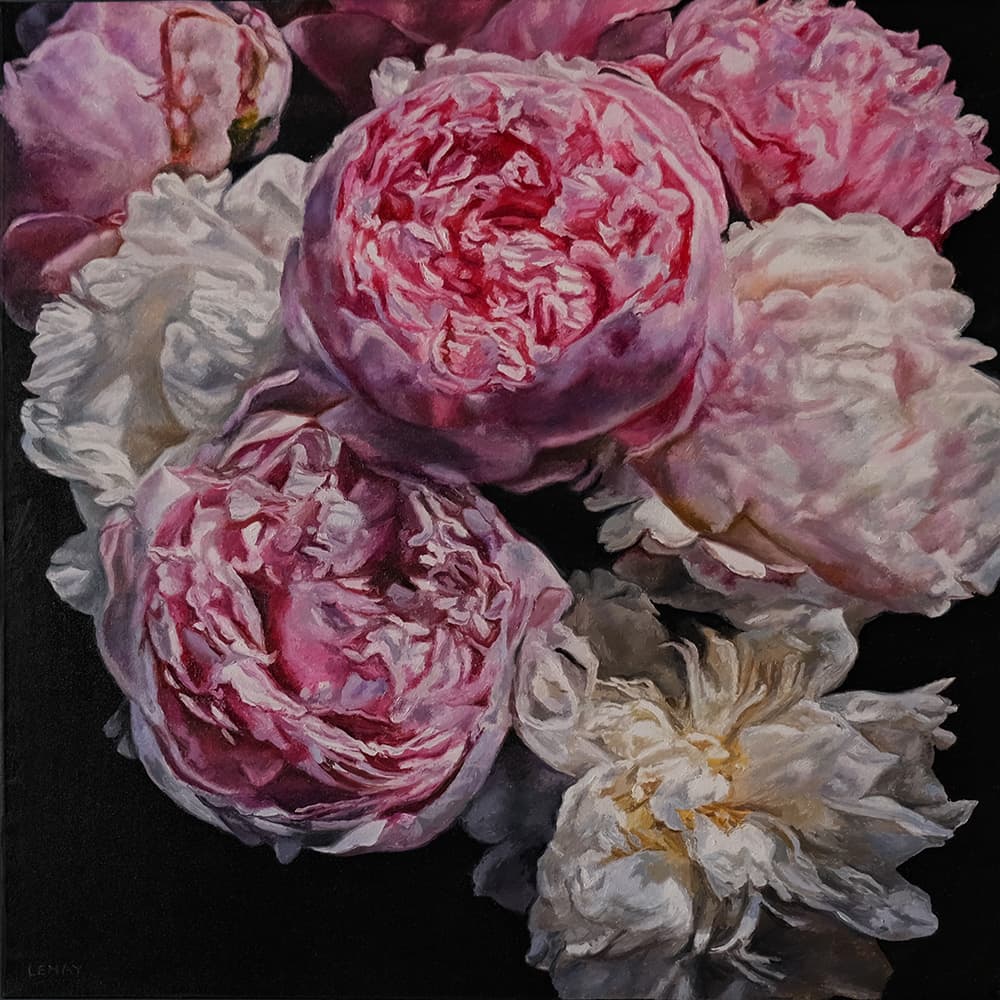 flowers, peonies, Rembrandt, oil paintings, Roses, realism