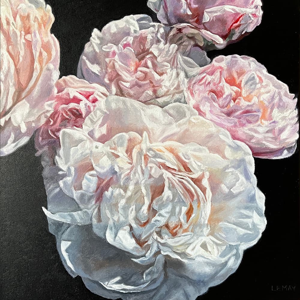 flowers, peonies, Rembrandt, oil paintings, Roses, realism