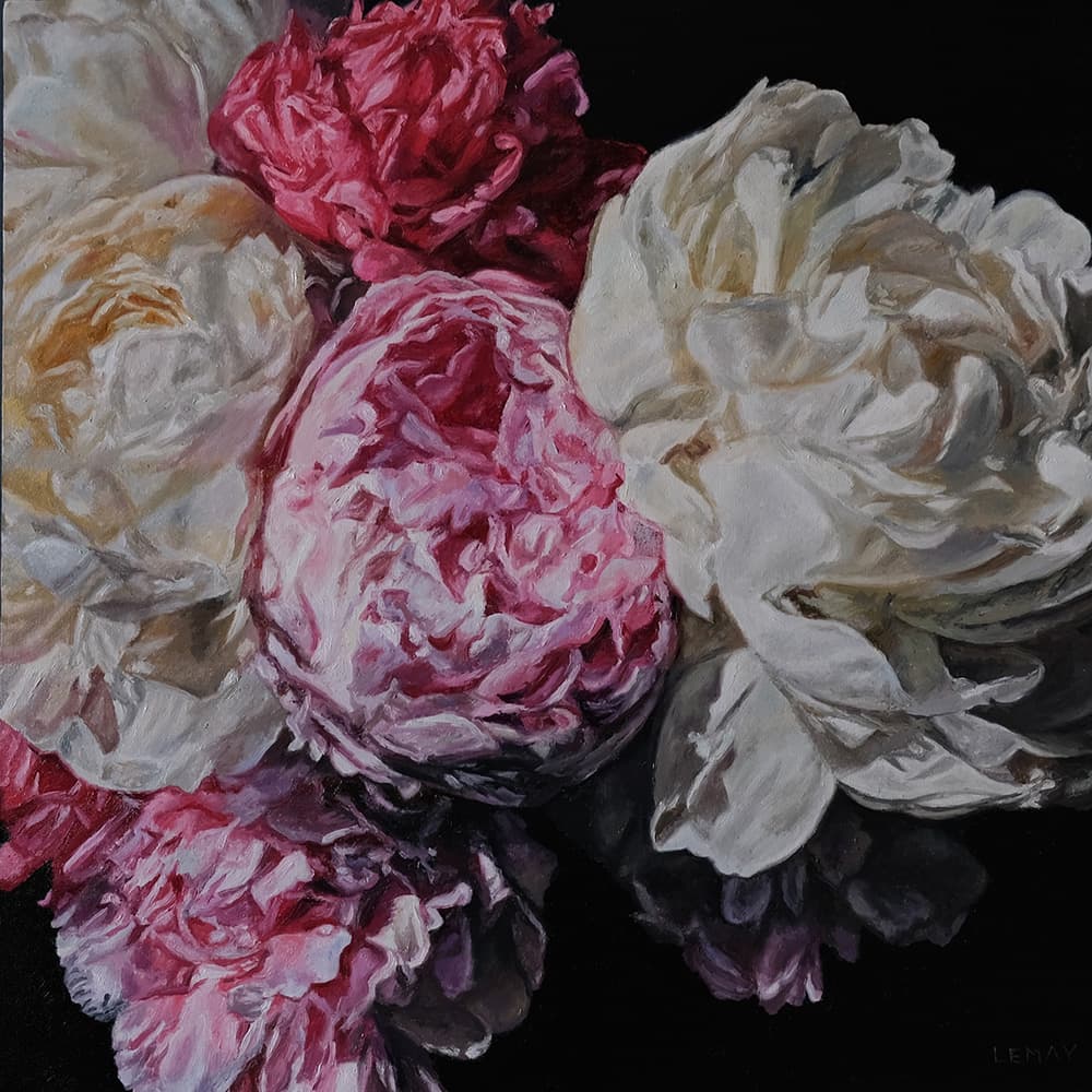 flowers, peonies, Rembrandt, oil paintings, Roses, realism