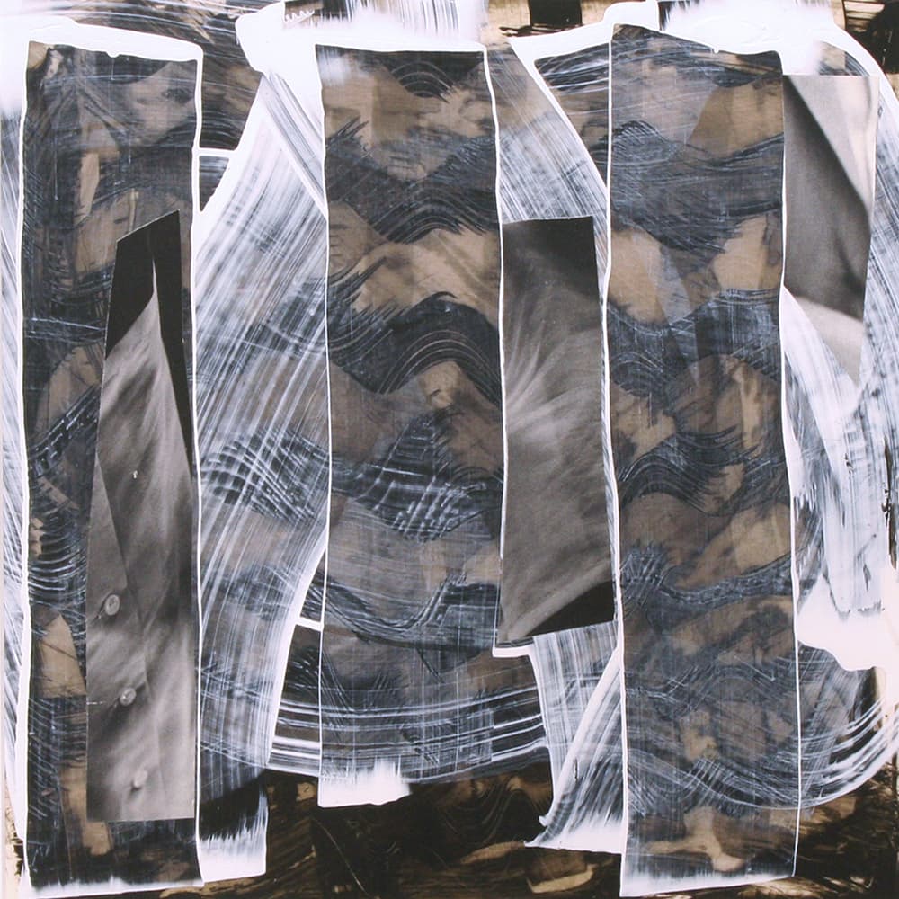 abstraction, layers, black and white, forms, dark, Riopelle, collage, movement, Mylar, translucent, Canadian, repetitive, expressive