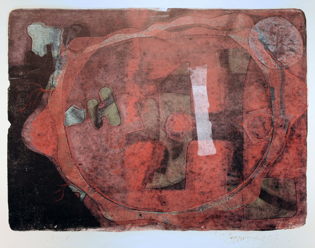 Action expressionism, Ontario artist, abstraction, Venice Bienanale, Toronto, Painters eleven, fish, SAP, red