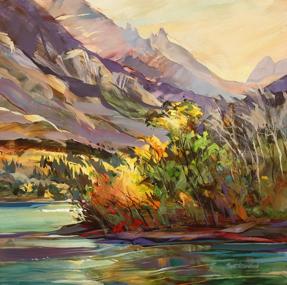landscape, river, painterly, acrylic, Alberta