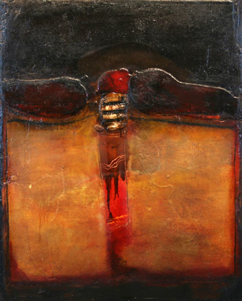 plaster, marble dust, sand, mixed media, abstract, Fez, Morocco, acrylic, earthy, red