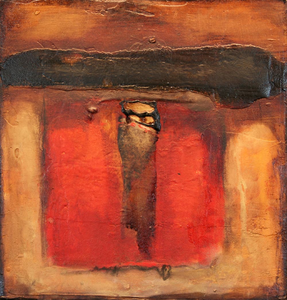 plaster, marble dust, sand, mixed media, abstract, Fez, Morocco, acrylic, earthy, red