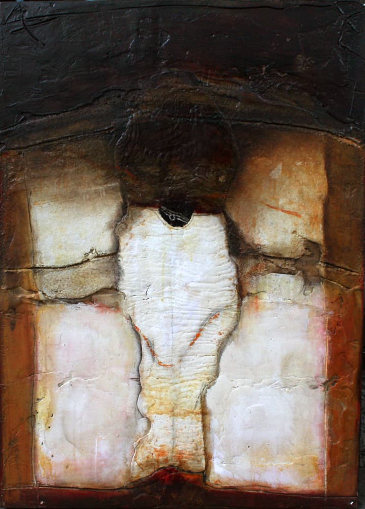 plaster, marble dust, sand, mixed media, abstract, Fez, Morocco, acrylic, earthy, red