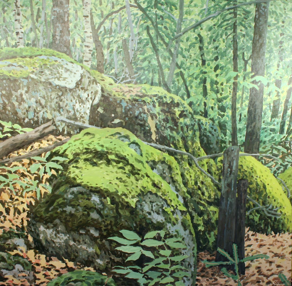 forest, moss, impressionism, print, green