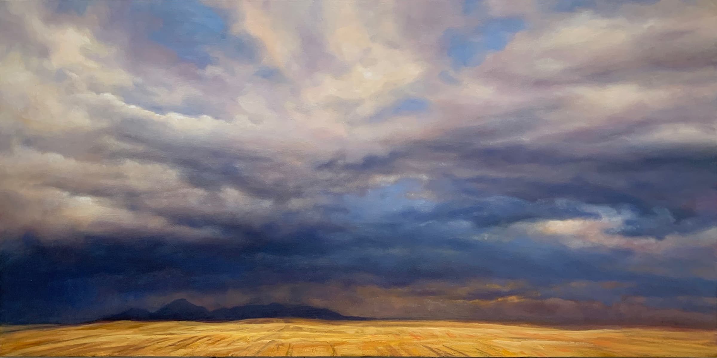 clouds, moody, field, green. oil, oils, Alberta, prairie, Ontario, orange haze, hills, Alberta