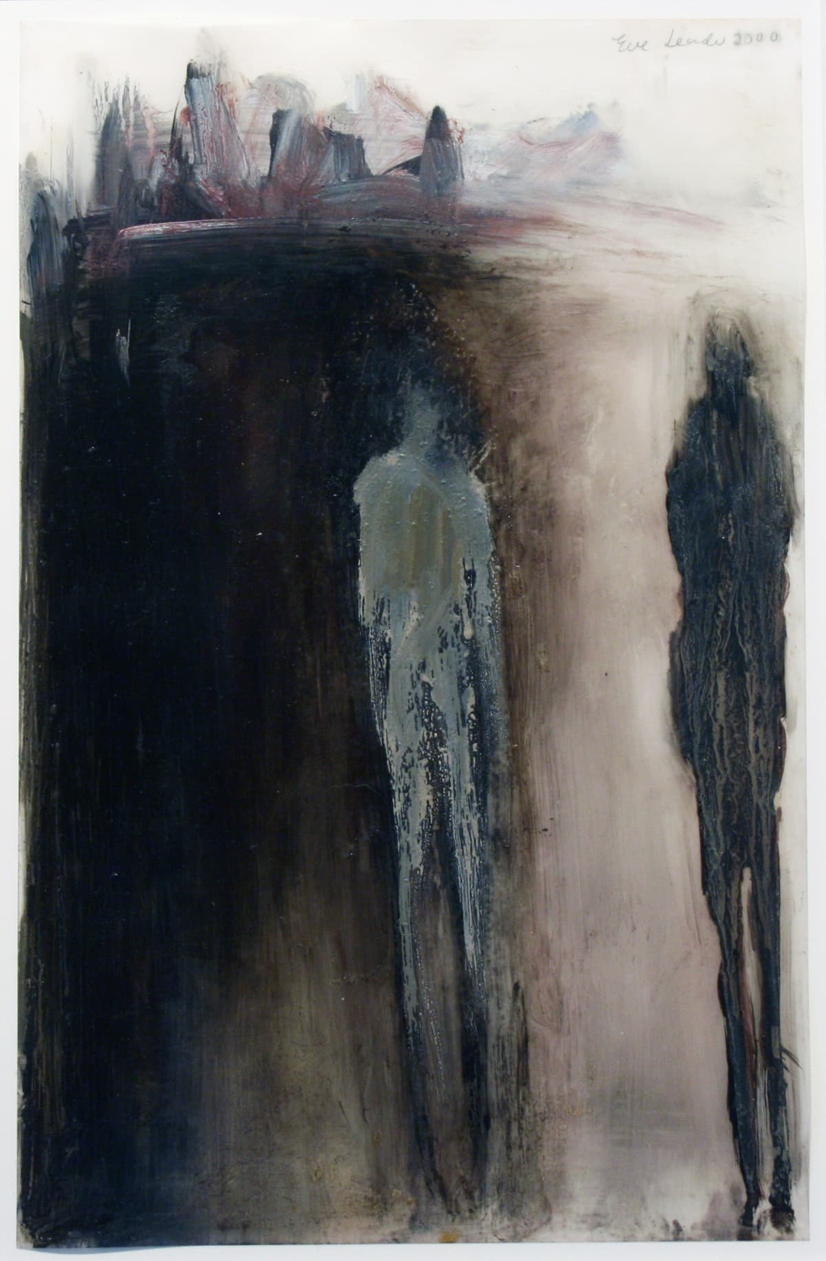 gloomy, figure, dark, foreboding, drawing, oil