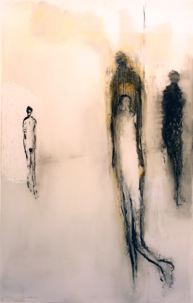 gloomy, figure, dark, foreboding, drawing, oil, walking, shadows