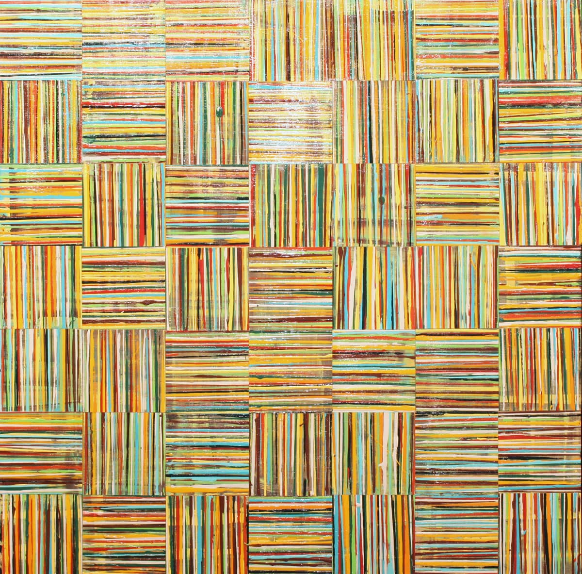 mixed media, earth, form, repetitive, yellow, multi-colored