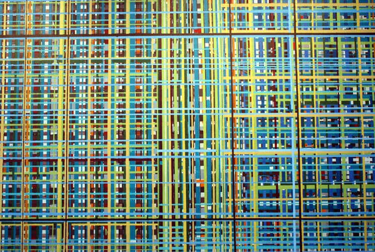 screen, multi-colored, layers, abstract, hard-edged, Calgary-based