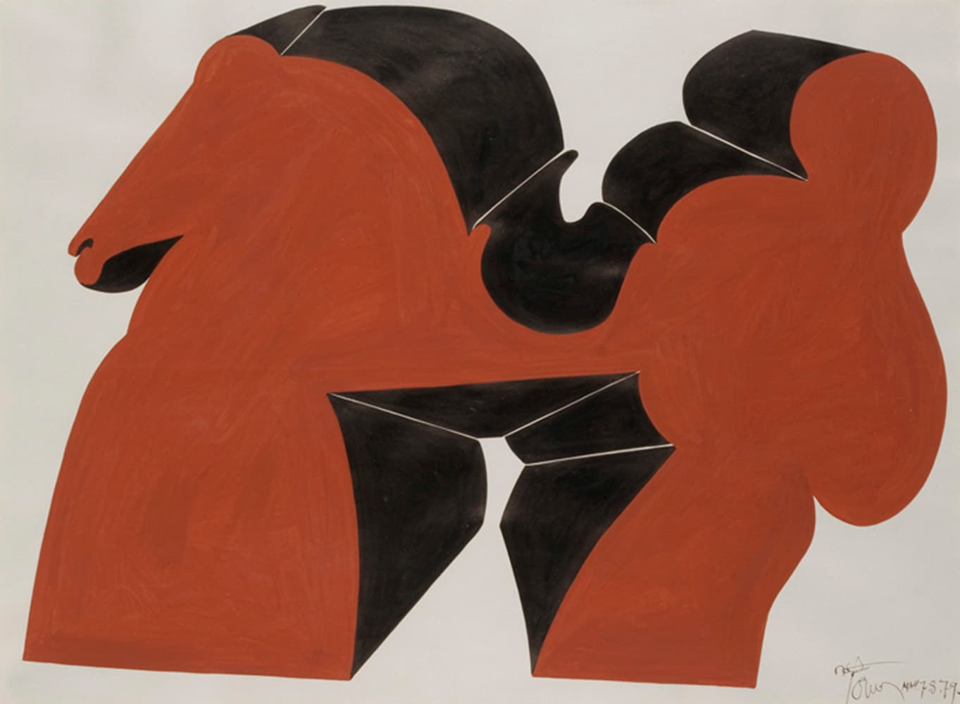 Action expressionism, Ontario artist, abstraction, Venice Bienanale, Toronto, Painters eleven, toy horses, brown, gouache