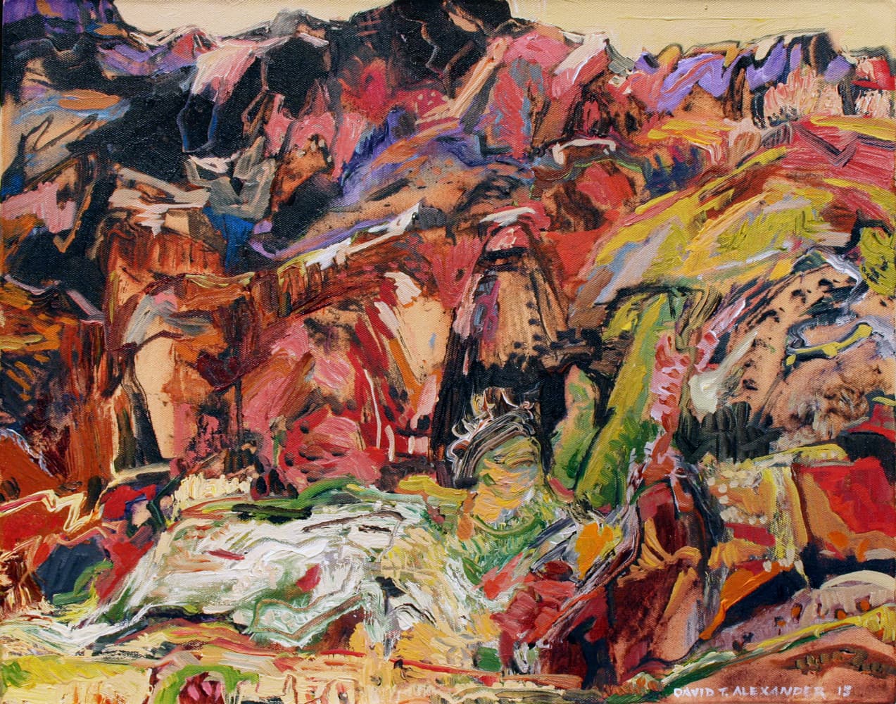 British Columbia, Saskatchewan, landscape, rough, dessert, impressionism, evergreen, tree, rugged, primary, complimentary, Okanagan, red