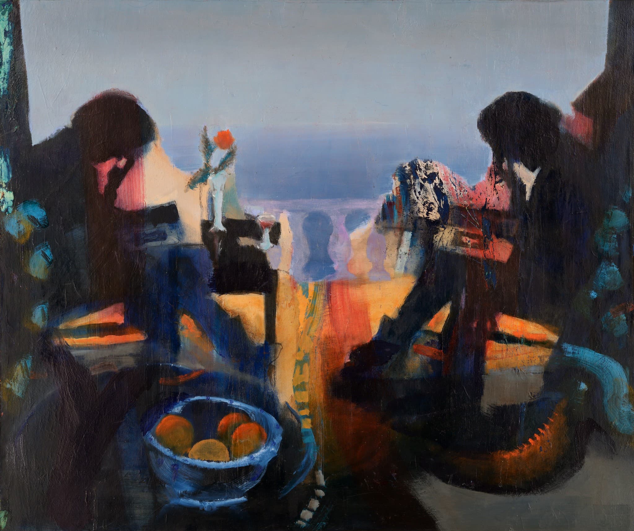 Landscape, figures, still life, beach, reading, book, abstracted, Ontario artist, bold brush strokes