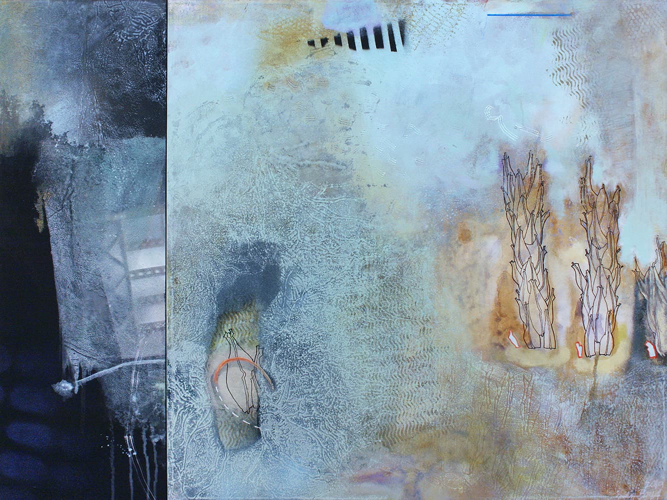 abstraction, Botanical, genetics, black and white, blue, change, influence, Egypt, metaphor, diptych, blue-green