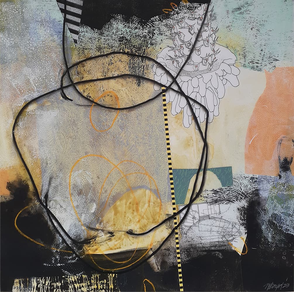 Abstract, Vancouver, Canadian art, contemporary, pastel, sumi ink, collage, turquoise, gold, abstraction, change, influence, Egypt, metaphor, green, energy, 3D