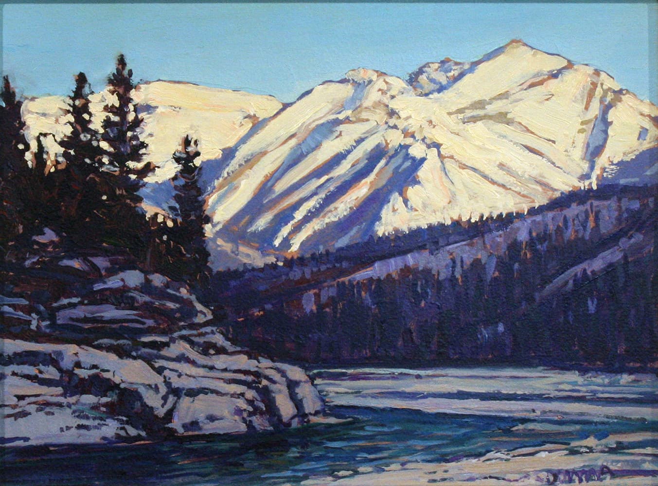 Alberta landscape, Group of Seven, Calgary artist, panorama, Kananaskis, mountains, fall, river, winter, winter light, banff