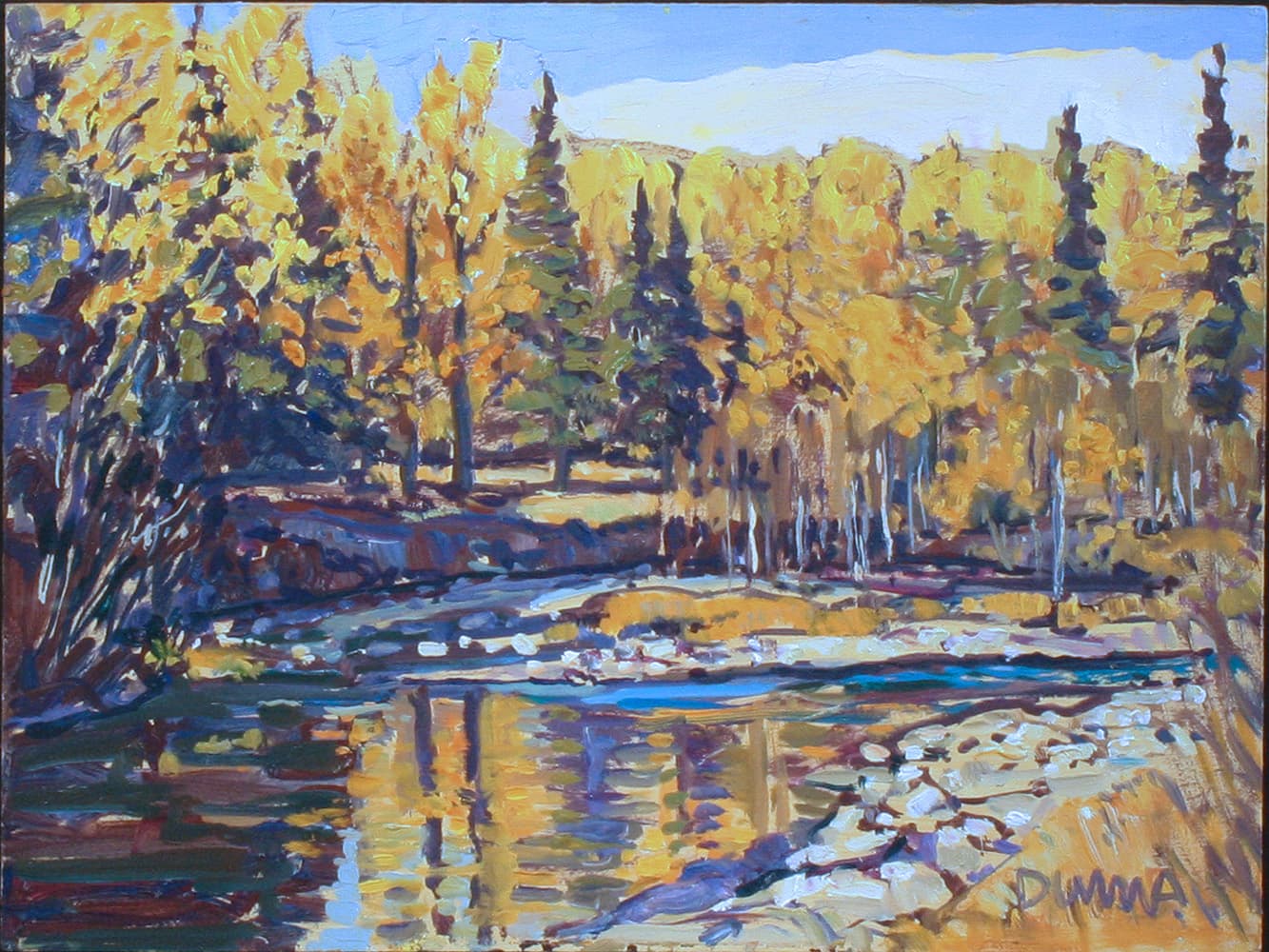 Alberta landscape, Group of Seven, Calgary artist, panorama, Kananaskis, mountains, fall, river, winter, winter light, highway view