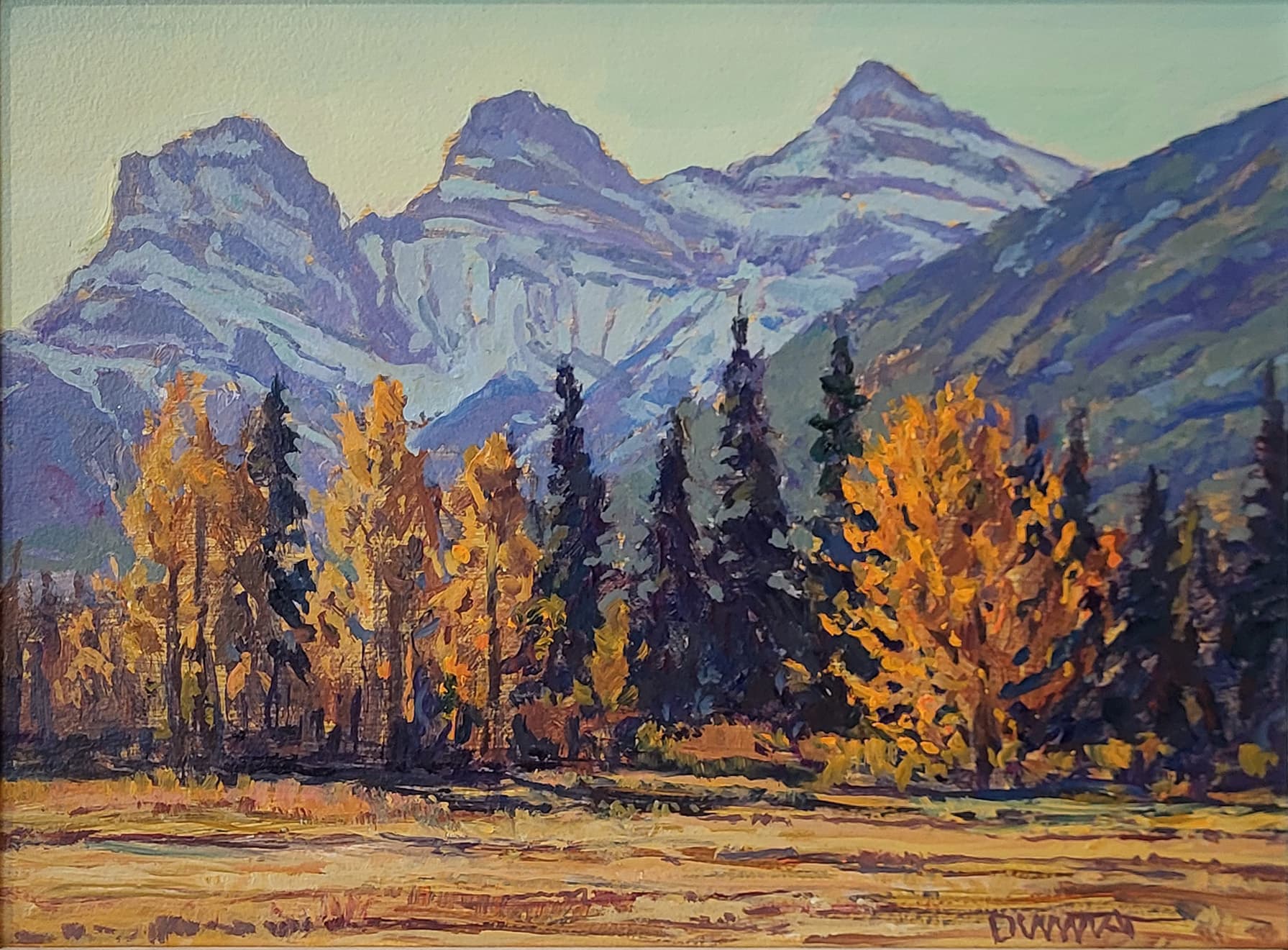 Alberta landscape, Group of Seven, Calgary artist, panorama, Kananaskis, mountains, fall, river, winter, winter light, highway view