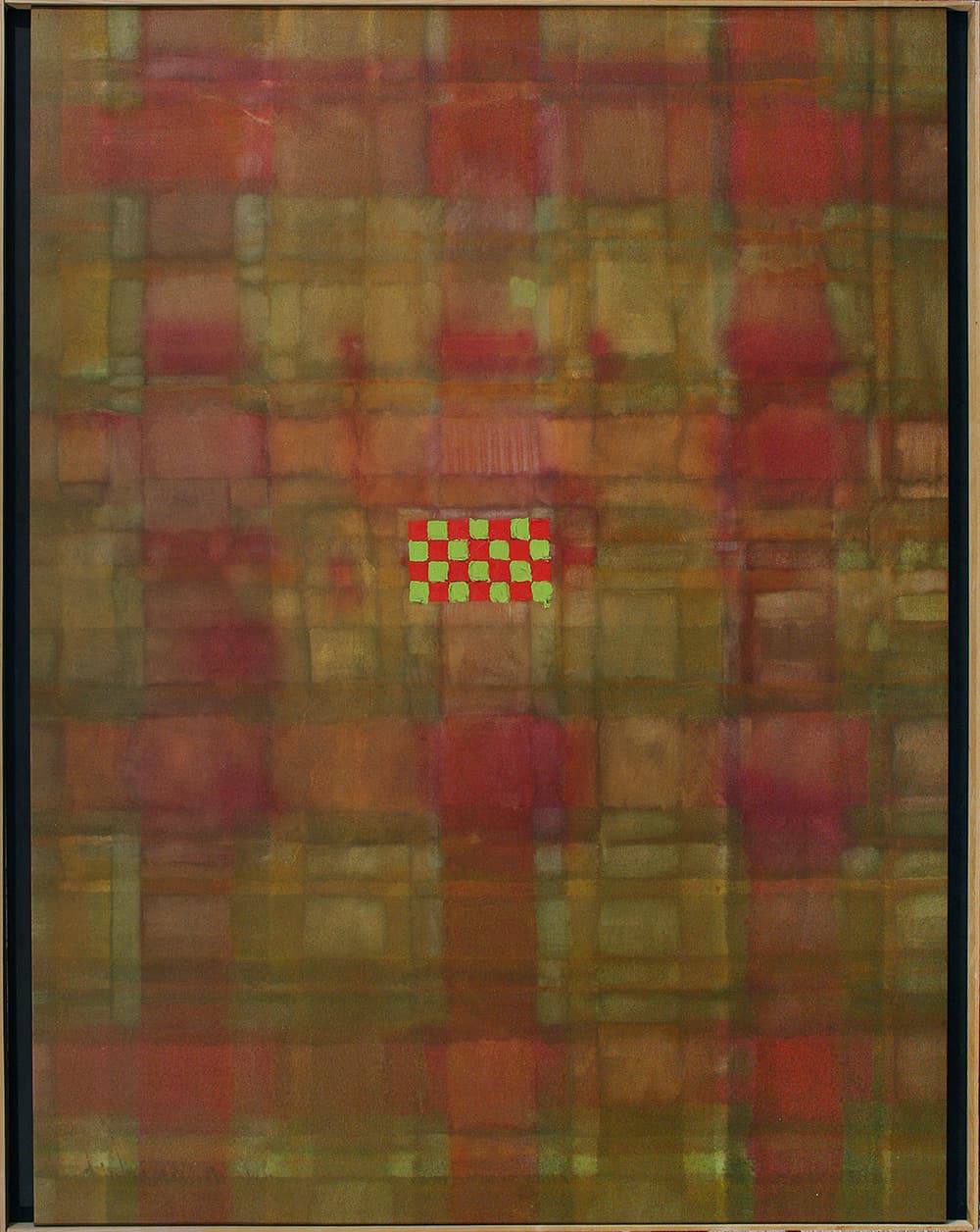 mustard yellow, tartan, experimentation, autumn, layers, drips, Regina Five, abstraction, transparent