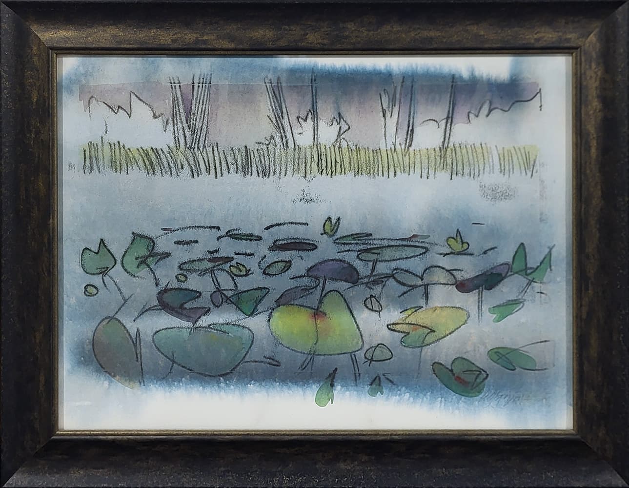 Regina Five, water lilies, watercolor, flowers, water