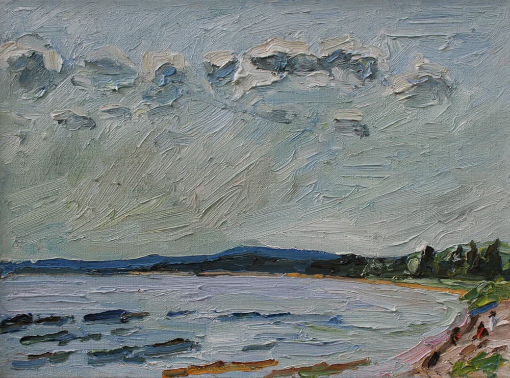 Emma Lake, Saskatoon, Saskatchewan, lake, clouds, sky, impressionism, texture, shore