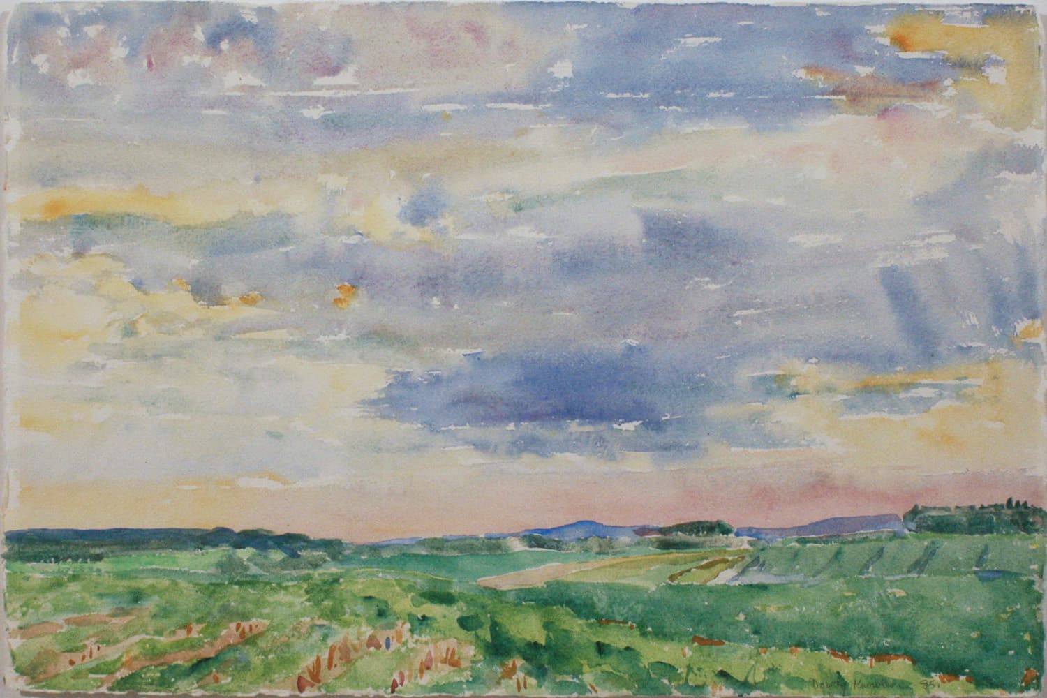 Emma Lake, Saskatoon, Saskatchewan, river, mountain, sky, impressionism,