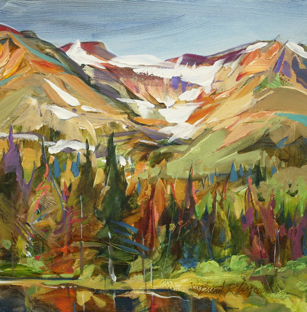 mountains, Canada, Rockies, pond