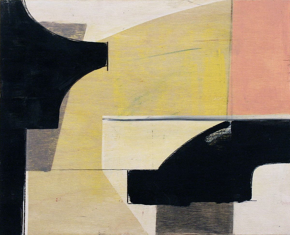 angular, abstract, yellow, pink, flesh-tones, expressionism