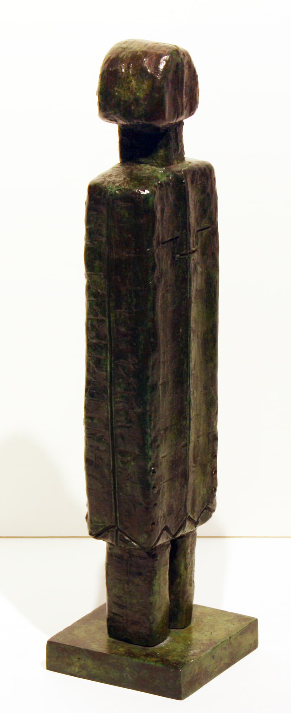 Sculpture, green, patina, Elza Mayhew, Limner Group, bronze, organic, Venice bienale, figure, male, man, standing