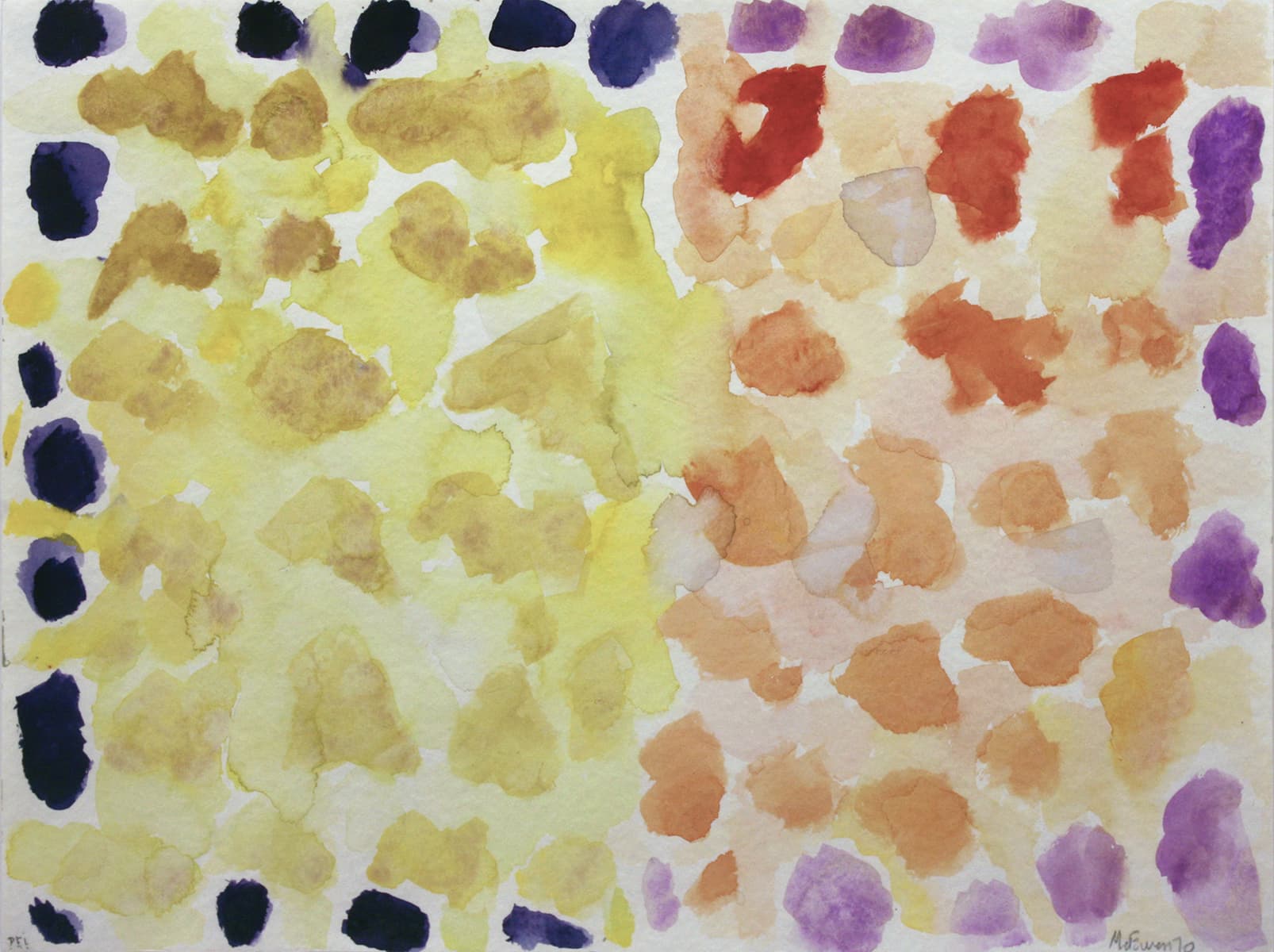 abstraction, abstract expressionism, Montreal, watercolor, purple, wash, P.E.I., Canada, red and yellow