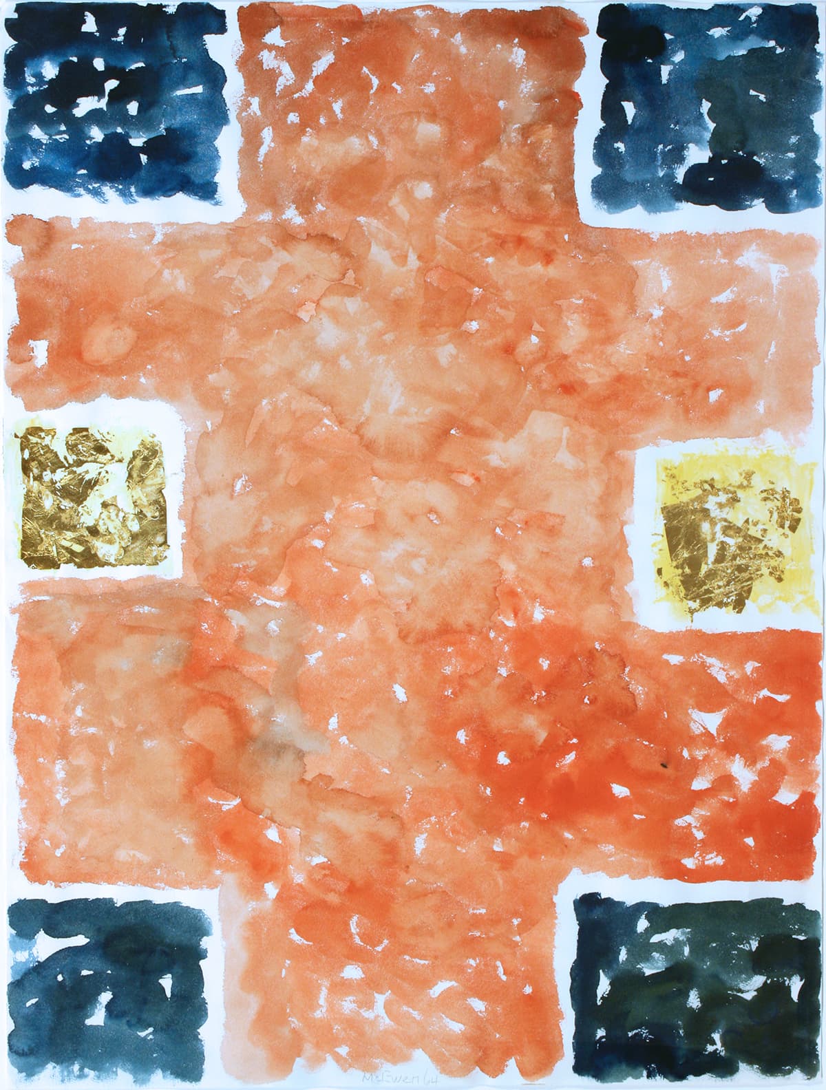 abstraction, abstract expressionism, Montreal, watercolor, black, wash, flag, Canada, gold, yellow, orange