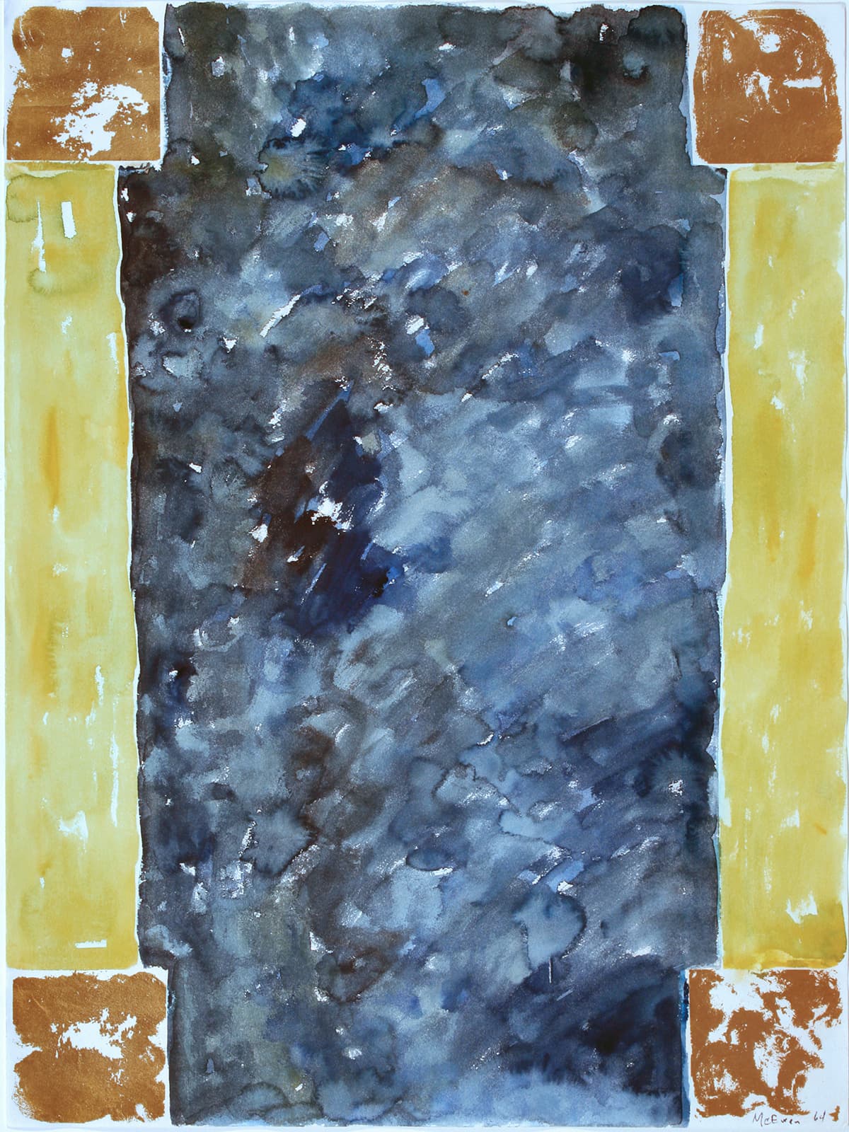 abstraction, abstract expressionism, Montreal, watercolor, purple, wash, flag, Canada, gold