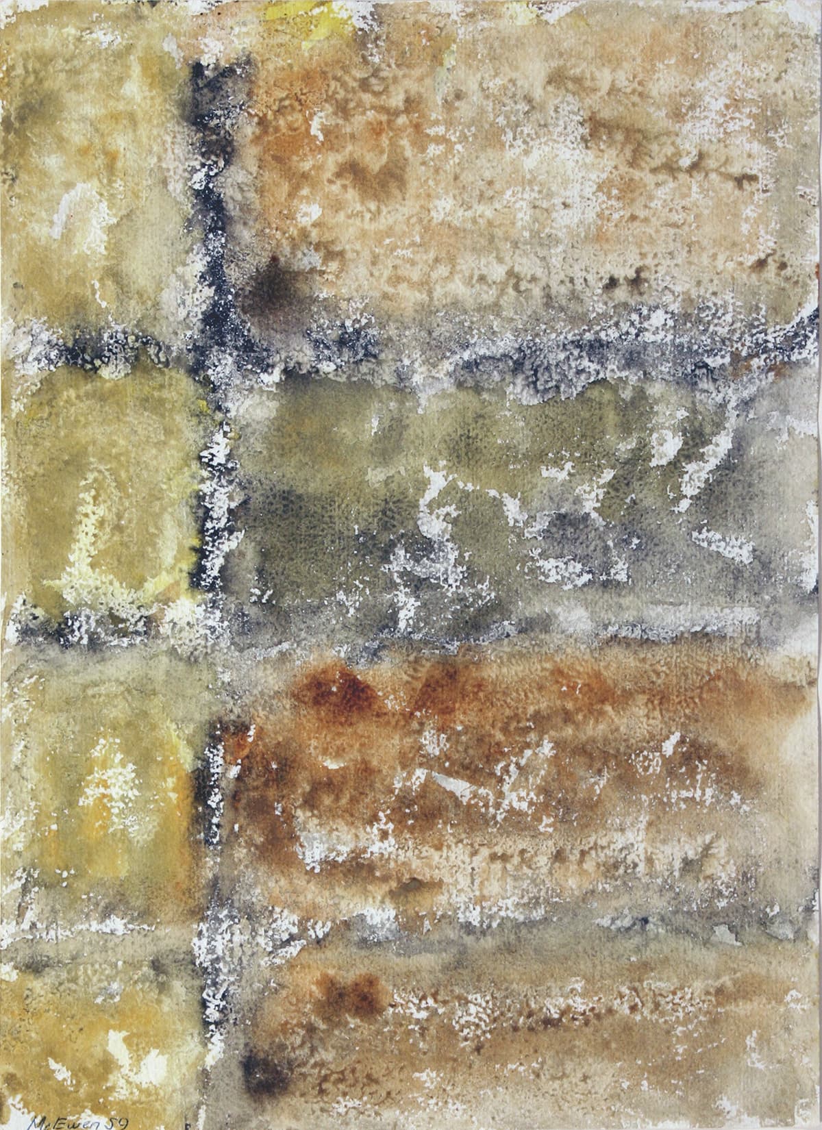 abstraction, abstract expressionism, Montreal, watercolor, black, wash, flag, Canada, gold, yellow