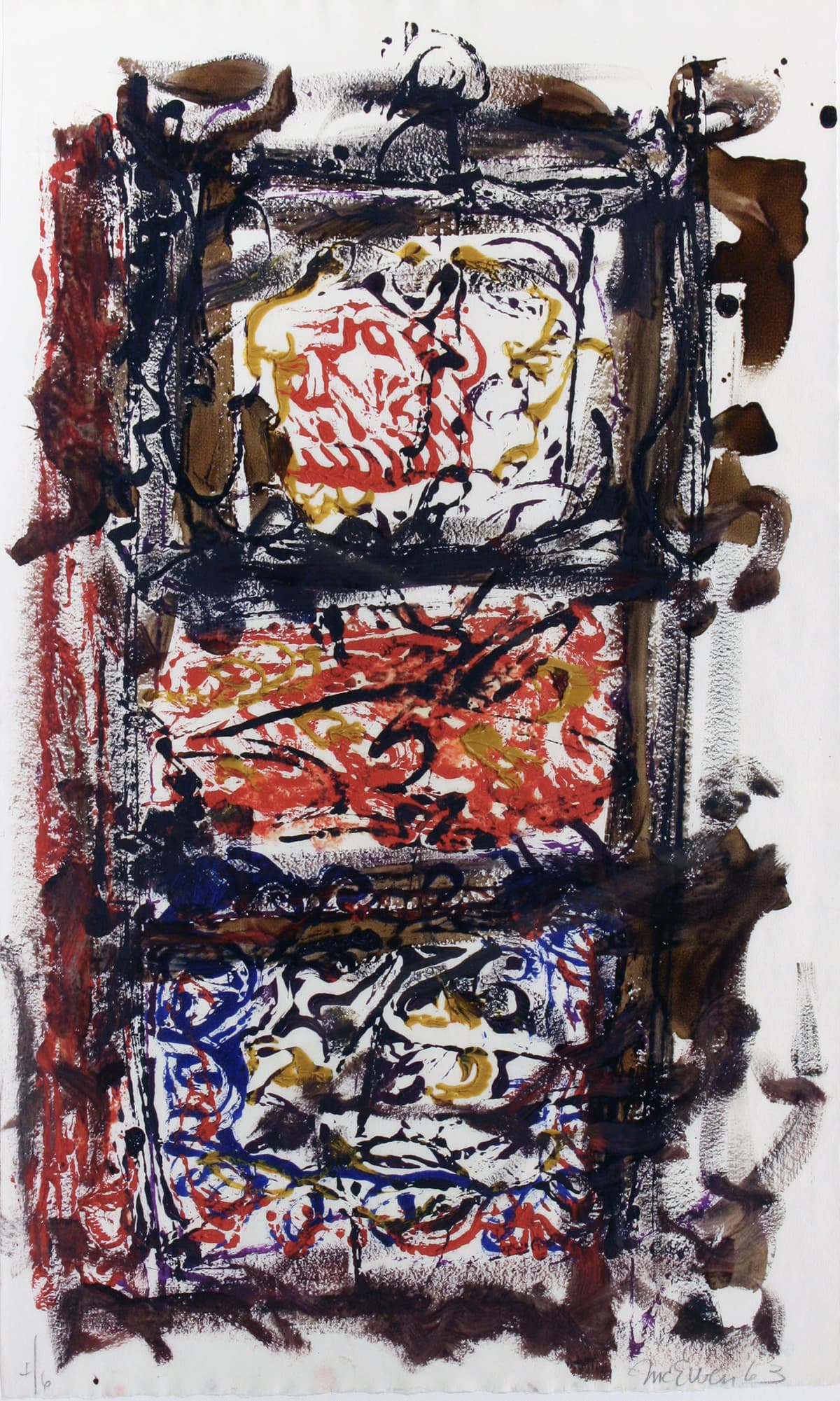 abstraction, abstract expressionism, Montreal, watercolor, black, wash, flag, Canada, gold, boxes