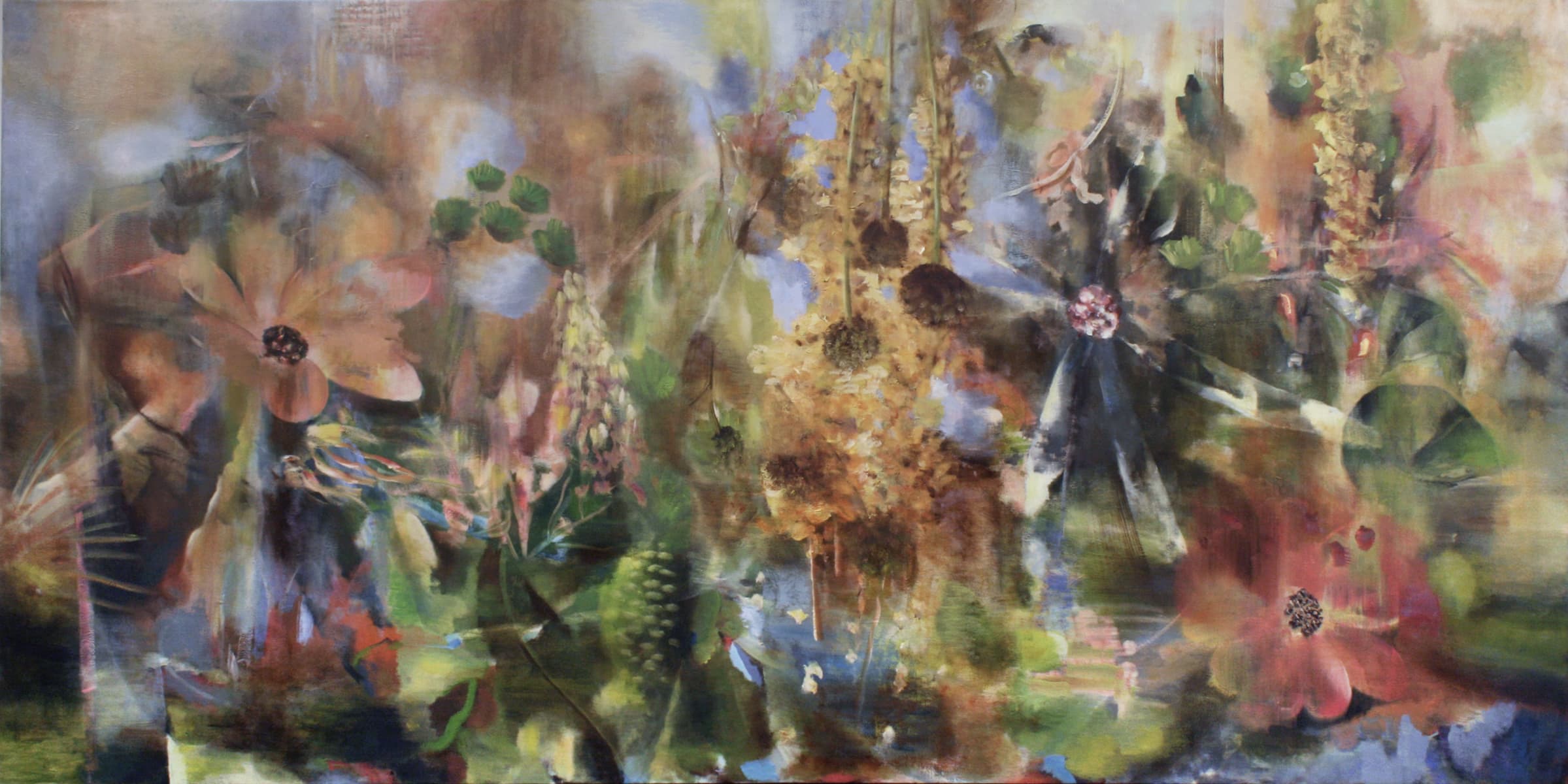 ethereal, dream-like, fantasy, landscape, floral, peonies, garden, night, garden, flowers