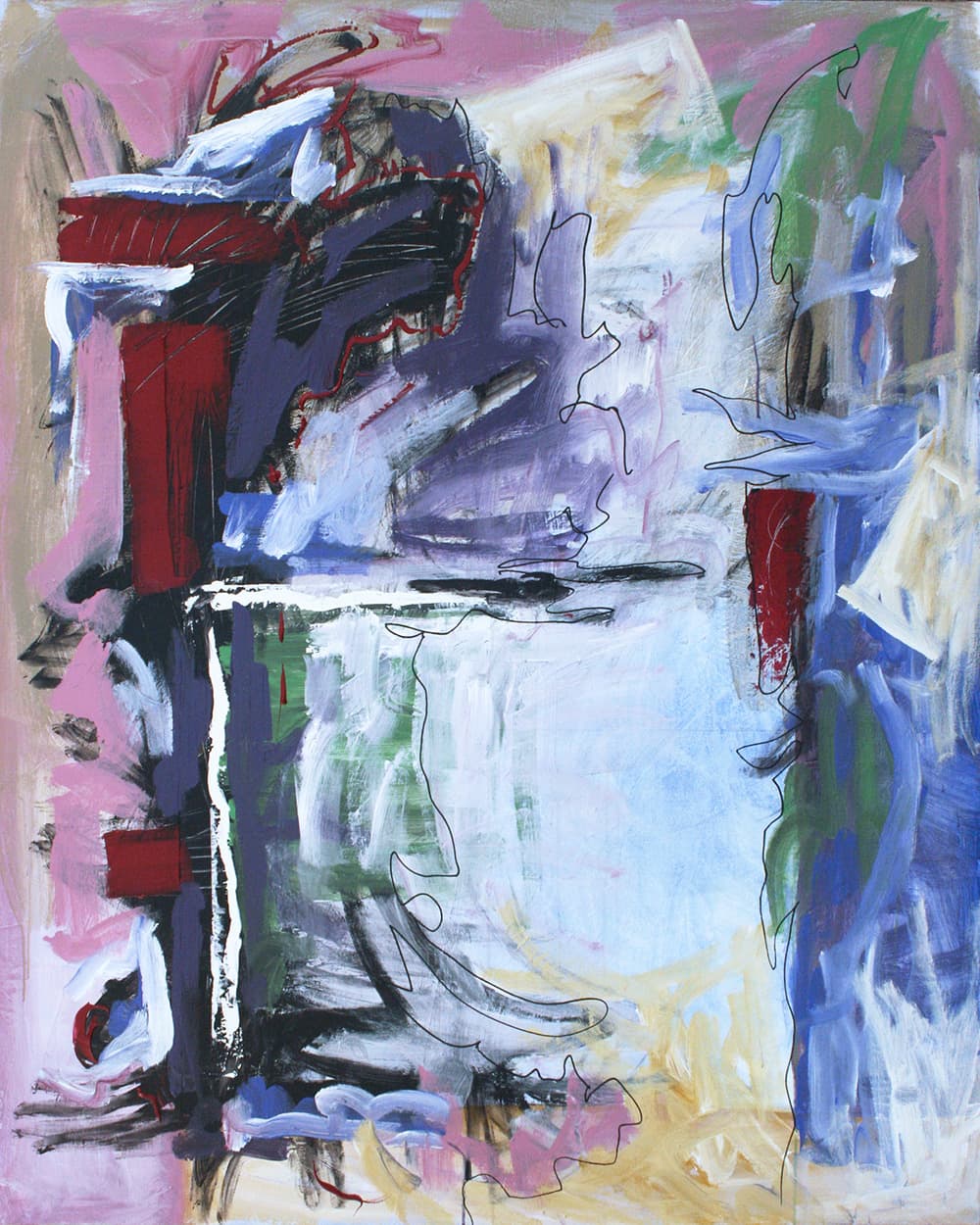 Abstraction, meditation, Toronto, color field, muted, arc, blues, layered