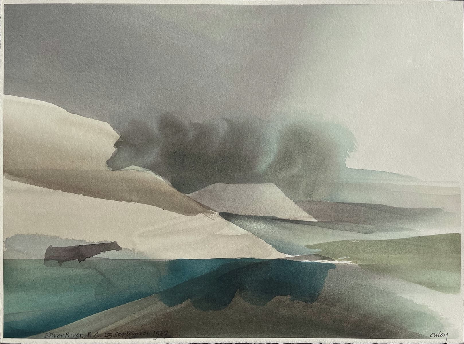 river, float plane, wash, watercolor