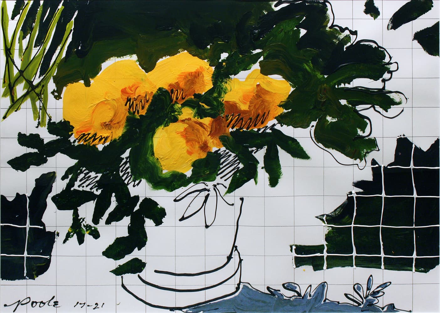 bouquet, white flowers, French influence, Marigolds, grid