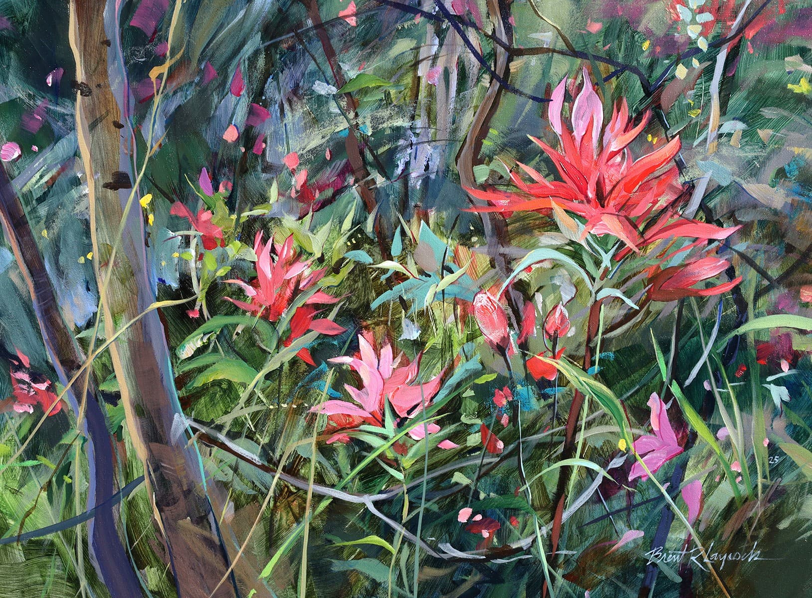 paint brush, flowers, color, painterly, mountain flowers, primary settlers, aflame