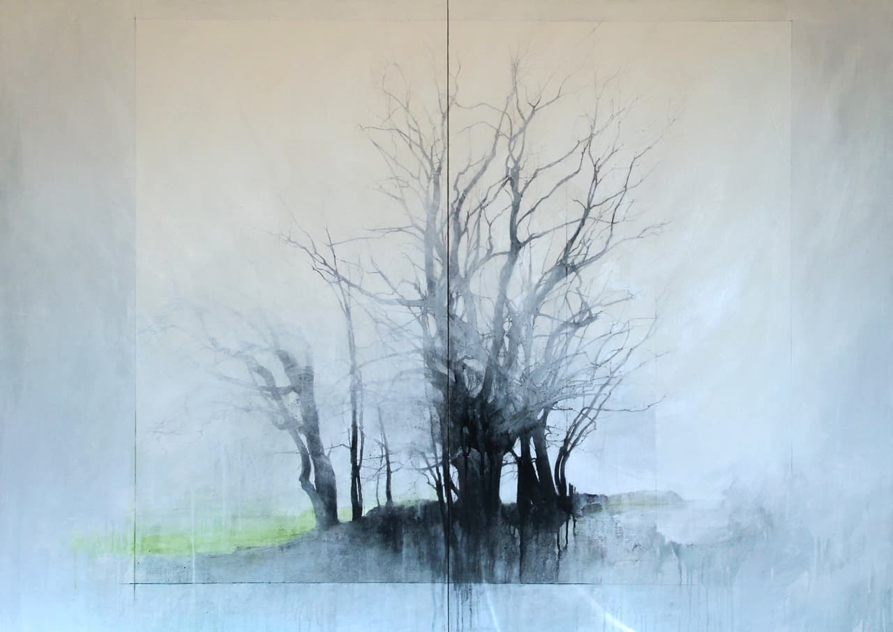 drawing, mark-making, road, countryside, England, mystery, green, wash, drawing, oils