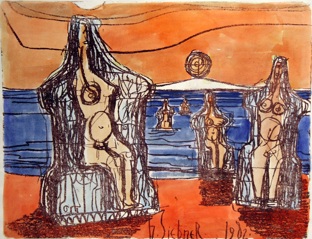 limner group, figurative, Greek mythology, myth, nude, City, travel, hand-colored, statue, sirens, beach, worship