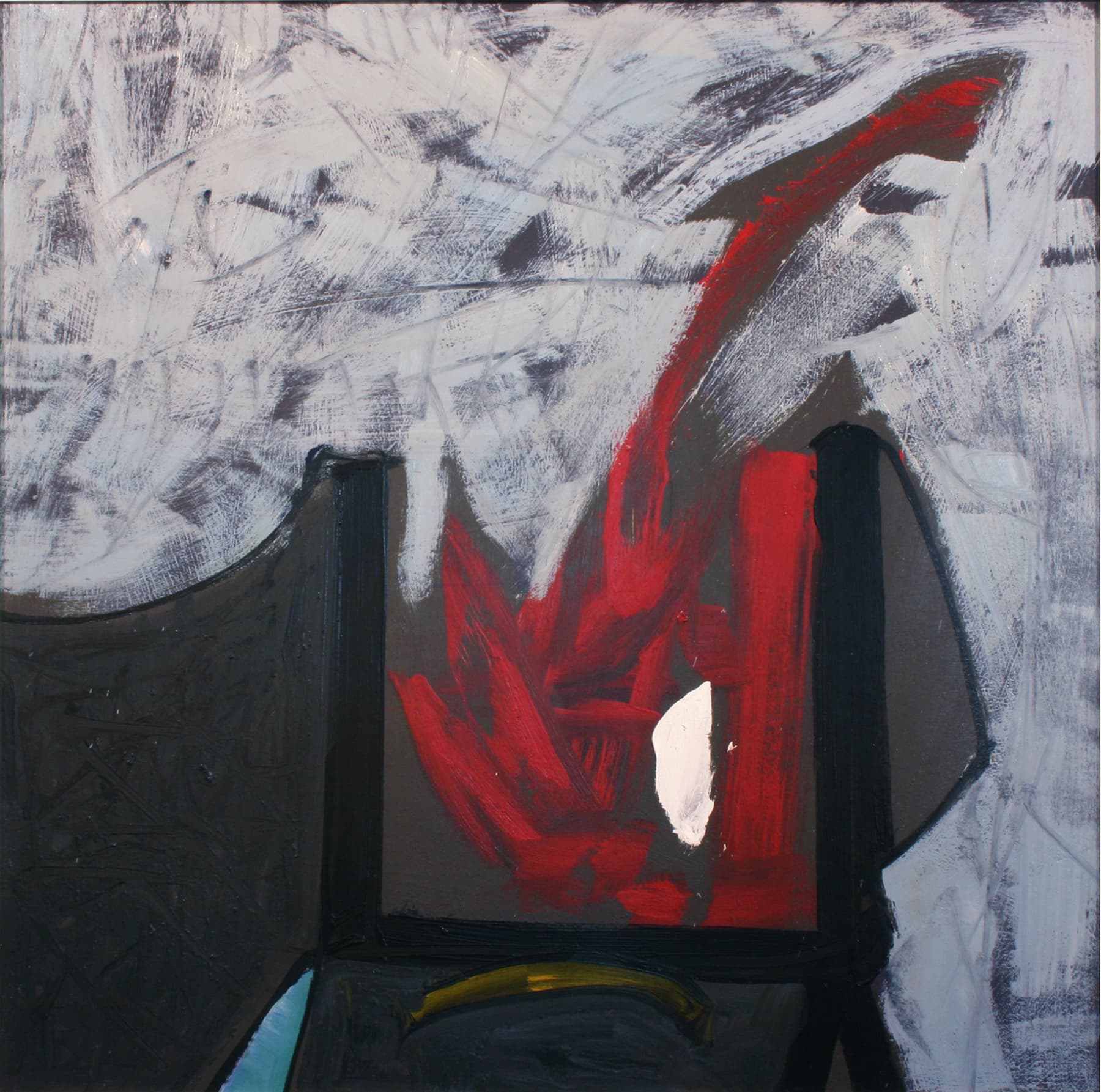 early work, Painters Eleven, abstract expressionist, mixed media, work on paper, influencer, Toronto, art critic, red, emergent, avante garde