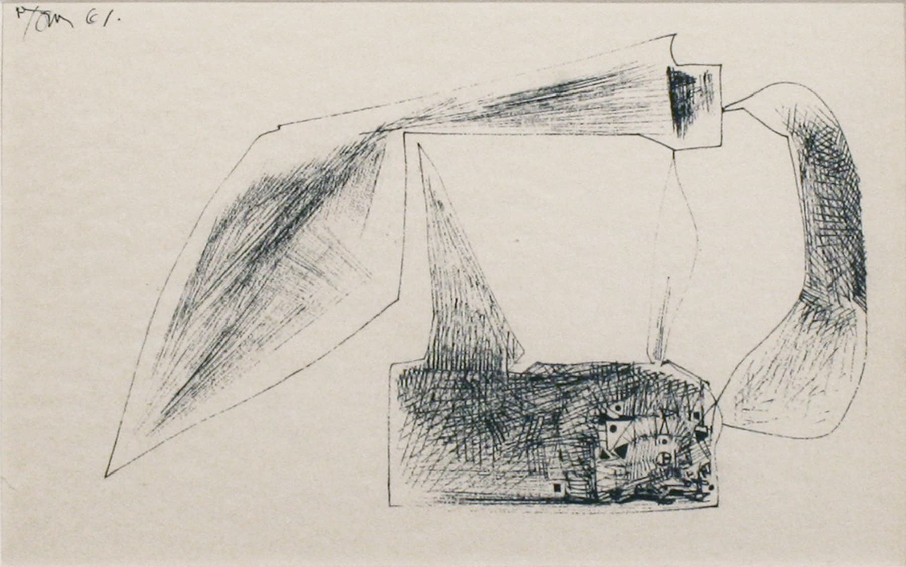 Action expressionism, Ontario artist, abstraction, Venice Bienanale, Toronto, Painters eleven, Henry Moore, black and white, ink, sketch, small