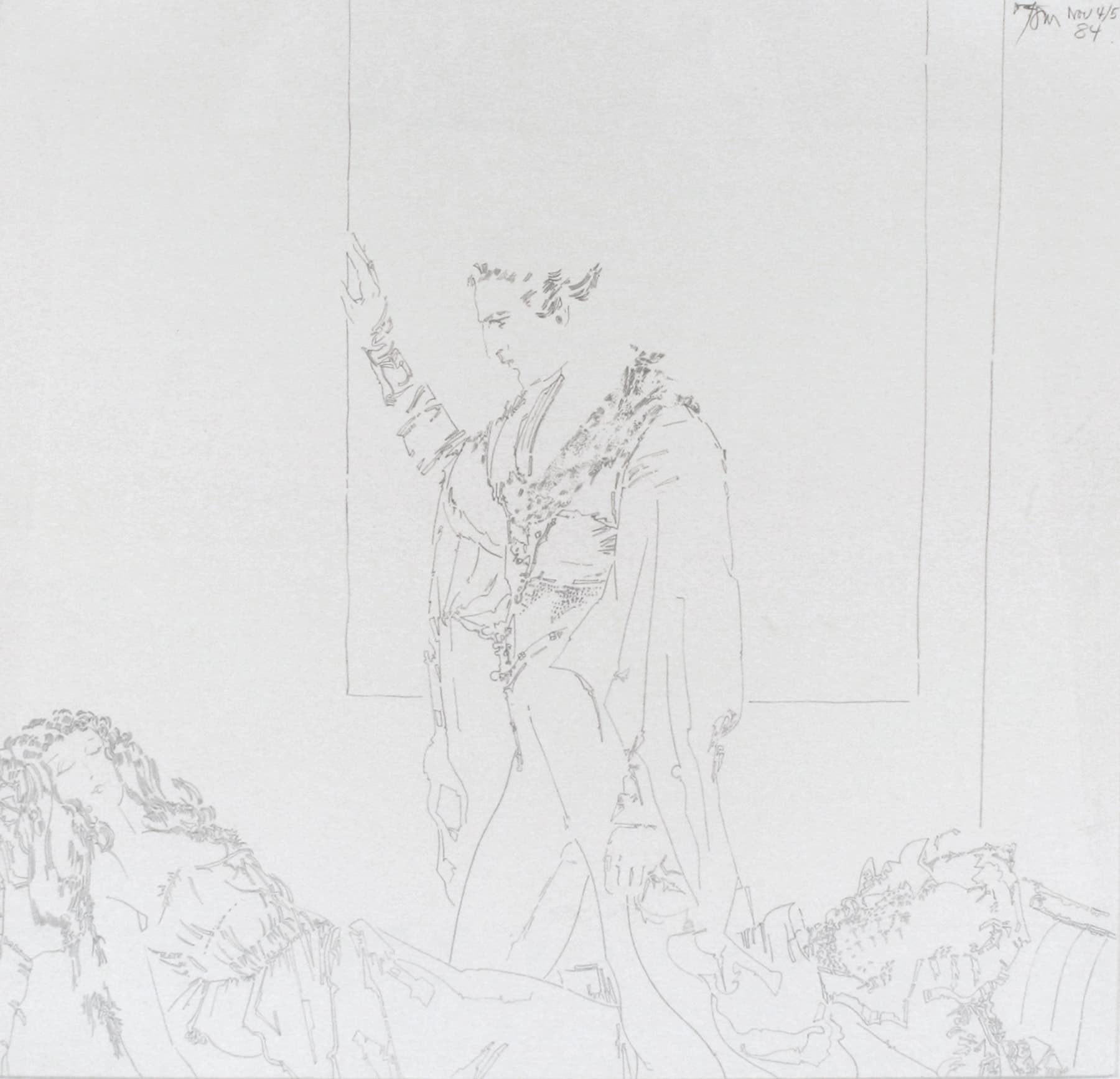 Action expressionism, Ontario artist, abstraction, Venice Bienanale, Toronto, Painters eleven, figure, black and white, ink, story-telling, movies