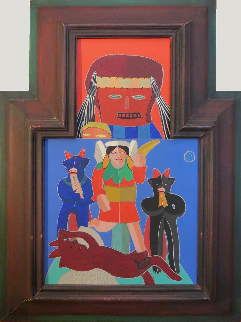 mixed media, Mexican, day of dead, doll, Aztec, icon